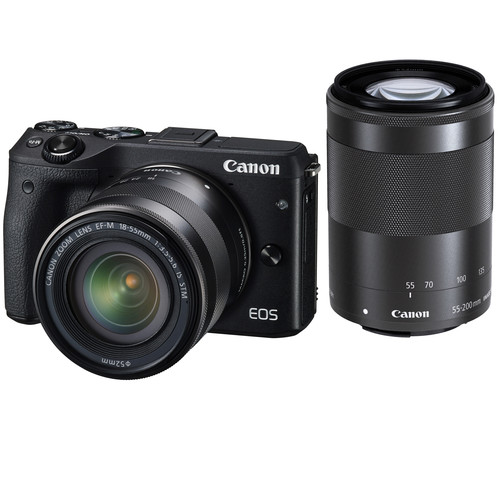 Canon EOS M3 Mirrorless Digital Camera with 18-55mm and 55-200mm Lenses (Black)