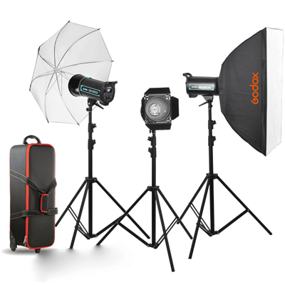 کیت فلاش نورپردازی Godox Studio Flash Light Kit QS400 II به همراه پایه بادی