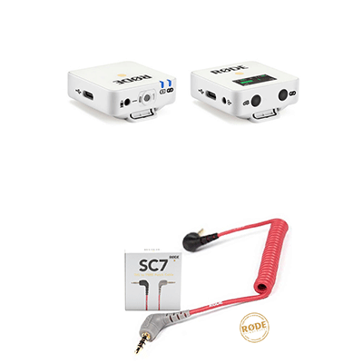 میکروفن رود Rode wireless Go سفید به همراه کابل Rode SC7 (اتصال موبایل)