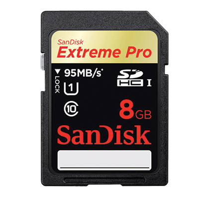 SanDisk 8 GB SDHC Memory Card Extreme Pro 633X