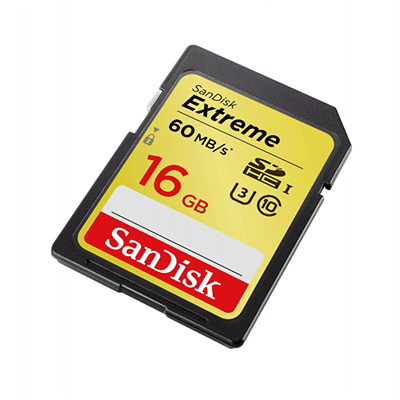 SanDisk Extreme 16GB 60MB/s 400X SDHC Memory Card UHS-I U3 Class 10 4K