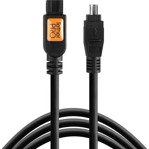 کابل  Tether Tools TetherPro FireWire 800 9-pin to FireWire 400 4-pin Cable (Black, 15'):FWBI49BLK