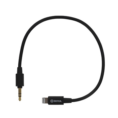 کابل تبدیل میکروفن بویا BOYA BY-K1 3.5mm TRS Male to Lightning اتصال به آیفون