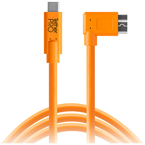 کابل Tether Tools TetherPro USB Type-C Male to Micro-USB 3.0 Type B Male Cable (15', Orange, Right-Angle):CUC33R15-ORG 