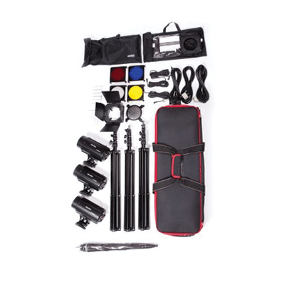 Phottix Three 220w Studio Flash Lights + Stands/Softbox/Umbrellas