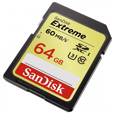 SanDisk Extreme 64GB 60MB/s 400X SDXC Memory Card UHS-I U3 Class 10 4K