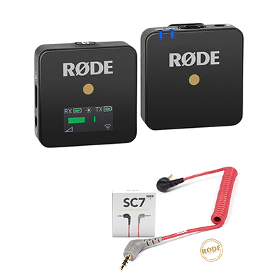 میکروفن رود Rode wireless Go  مشکی به همراه کابل Rode SC7 (اتصال موبایل)