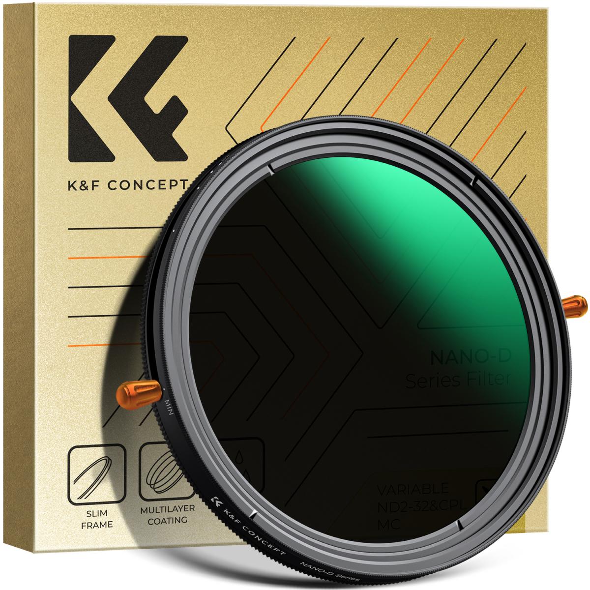 فیلتر ان دی متغیر پلاریزه K&F Concept 77mm ND & CPL 2 in 1 Lens Filter ND2-ND32 (1-5 Stop) 