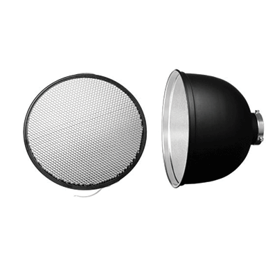 Fomex Midium Reflector Ø34cm  Silver (DR31) +Honeycomb Grid 20˚ :HC3120