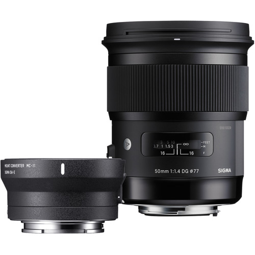  Sigma 50mm f/1.4 DG HSM Art Lens for Canon EF and MC-11 Mount Converter/Lens Adapter for Sony E Kit 