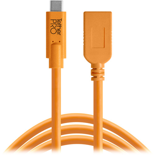 افزایش دهنده کابل  Tether Tools TetherPro USB Type-C to USB Type-A Extension Cable (15', Orange):CUCA415-ORG 