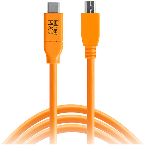کابل  Tether Tools TetherPro USB Type-C Male to 8-Pin Mini-USB 2.0 Type-B Male Cable (15', Orange):CUC2615-ORG 