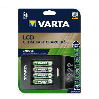 شارژر باتری وارتا VARTA ULTRA FAST CHARGER PLUS به همراه 4 عدد باتری