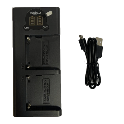 شارژر دوقلوی طرح اصلی FOTOMAX DUAL USB CHARGER FOR SONY NP-F970/770 BATTERY