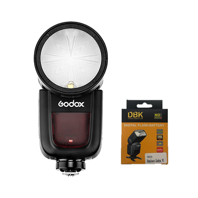 فلاش اکسترنال گودکس Godox V1 Flash for Nikon به همراه یک باتری اضافه DBK VB26