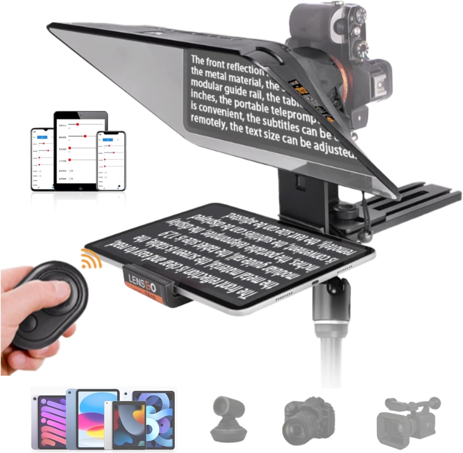 تله پرامپتر لنزگو LENSGO TC12 Teleprompter Tablet up to 12.9 مخصوص دوربین