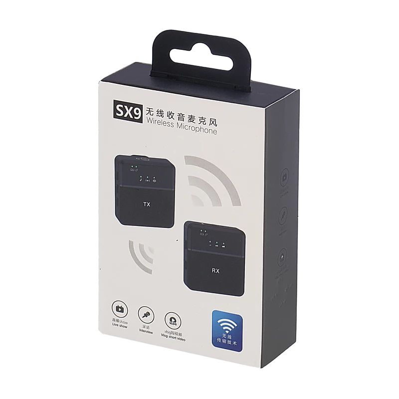 میکروفون بی سیم یقه ای تک فرستنده SX9 Wirreless Microphone با پورت Type-C و جک 3.5 میلی متر