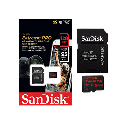 SanDisk Extreme Pro 128GB microSDXC Memory Card UHS-I 633X
