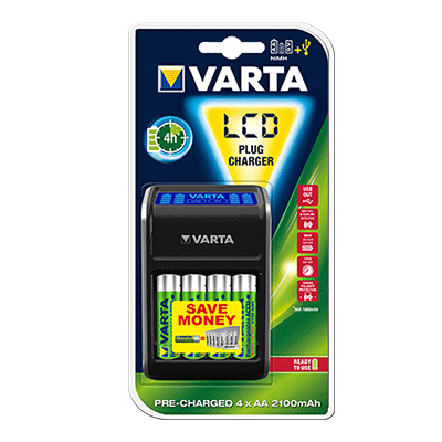 VARTA Plug Charger  For 2 or 4 AA/AAA