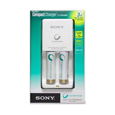 Sony BCG-34HW2KN Compact Charger with 2xAA 2100mAh Rechargeable Batteries 