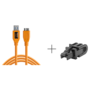 کابل یو اس بی Tether Tools USB 3.0 Male Type-A to USB 3.0 Micro-B Cable CU5454به همراه نگه دارنده JS004