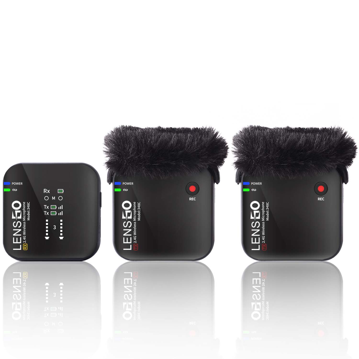 میکروفن بی سیم لنزگو Lensgo 348C 2.4G 1v2 Wireless Microphone