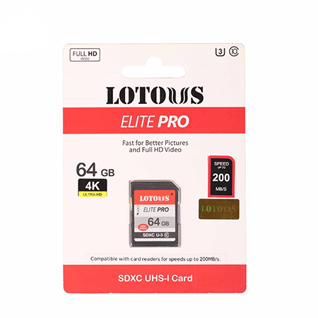 کارت 64 گیگ حافظه لوتوس Lotous SDXC 64GB ELITE PRO U3 Class 10