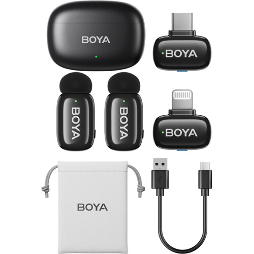میکروفن بی سیم بویا Boya Mini 12 Combo (Black) برای گوشی های آیفون و تایپ C