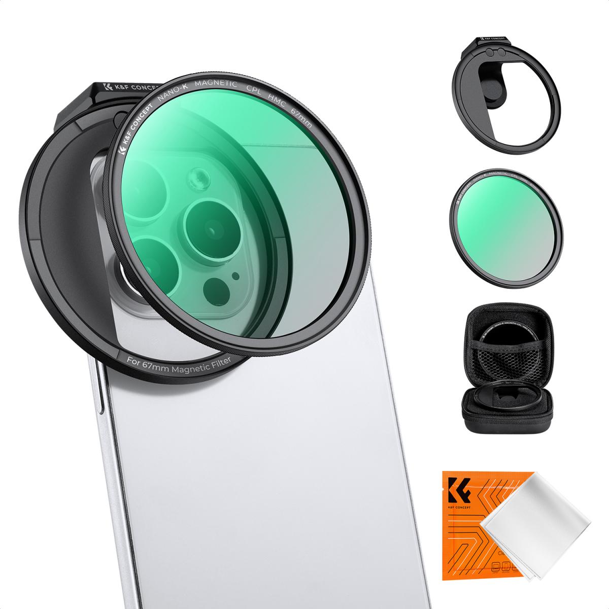 فیلتر پلاریزه موبایل کی اند اف K&F Concept Clip-On Magnetic CPL Filter Kit For iPhone and Samsung Galaxy S22 S23 Ultra SKU: KF01.2673