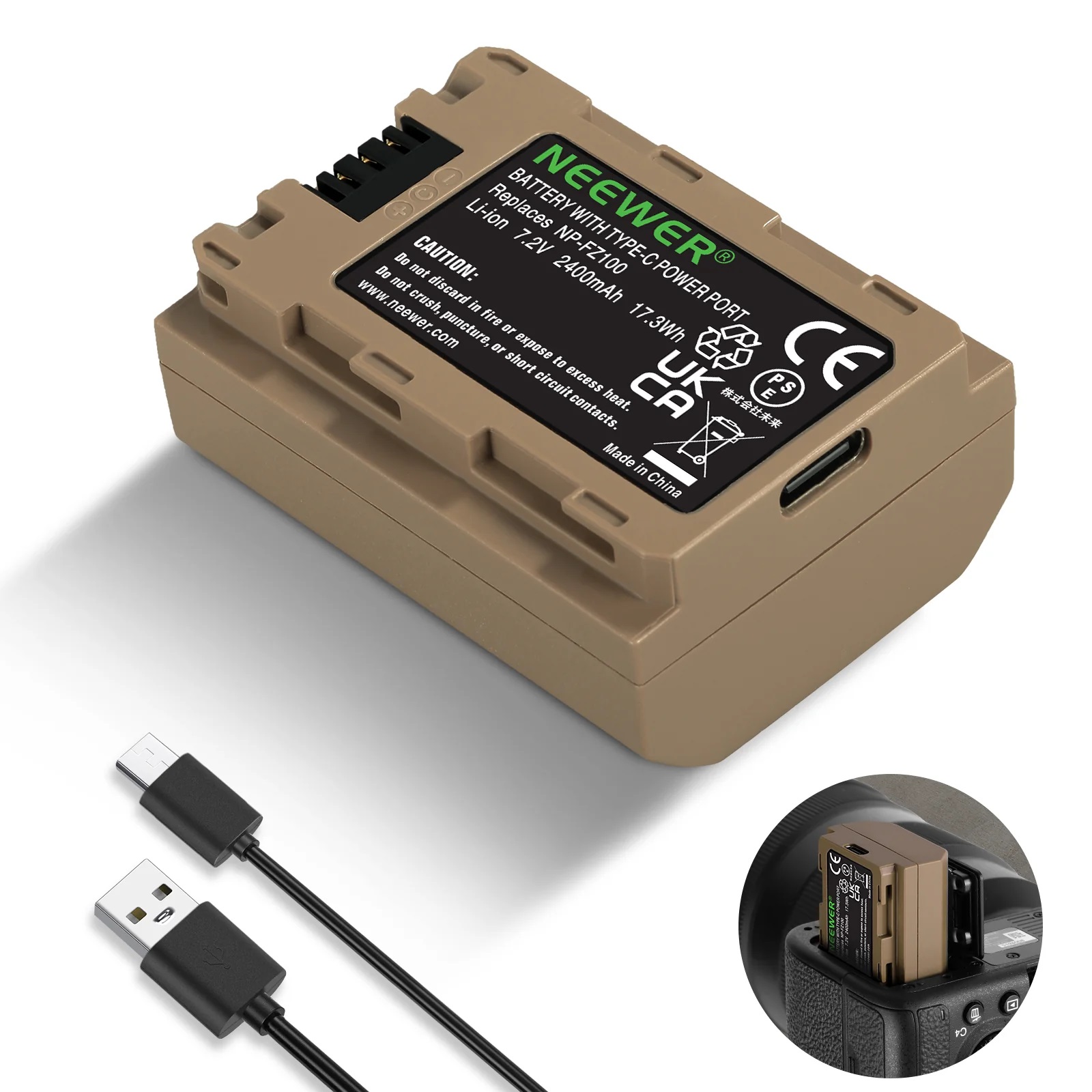باتری نیوور NEEWER NP-FZ100 2400mAh Replacement Battery for Sony