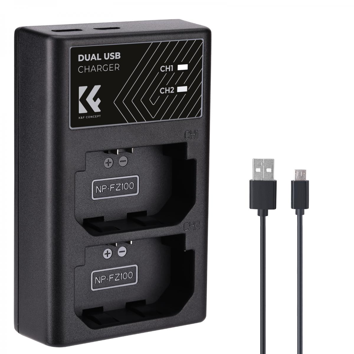 شارژر کی اند اف دوتایی K&F Concept NP-FZ100 Battery Charger SKU:KF28.0010