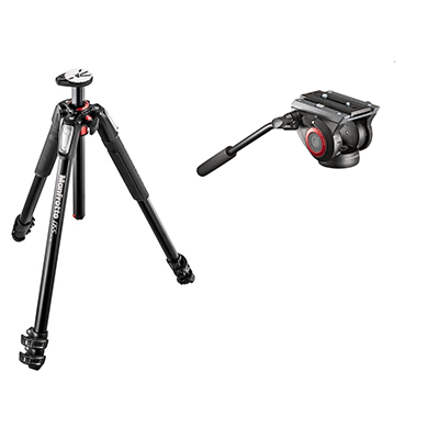 کیت سه پایه فیلم برداری مانفروتو Manfrotto MVH500AH Fluid Video Head with MT055XPRO3 tripod  دست دوم